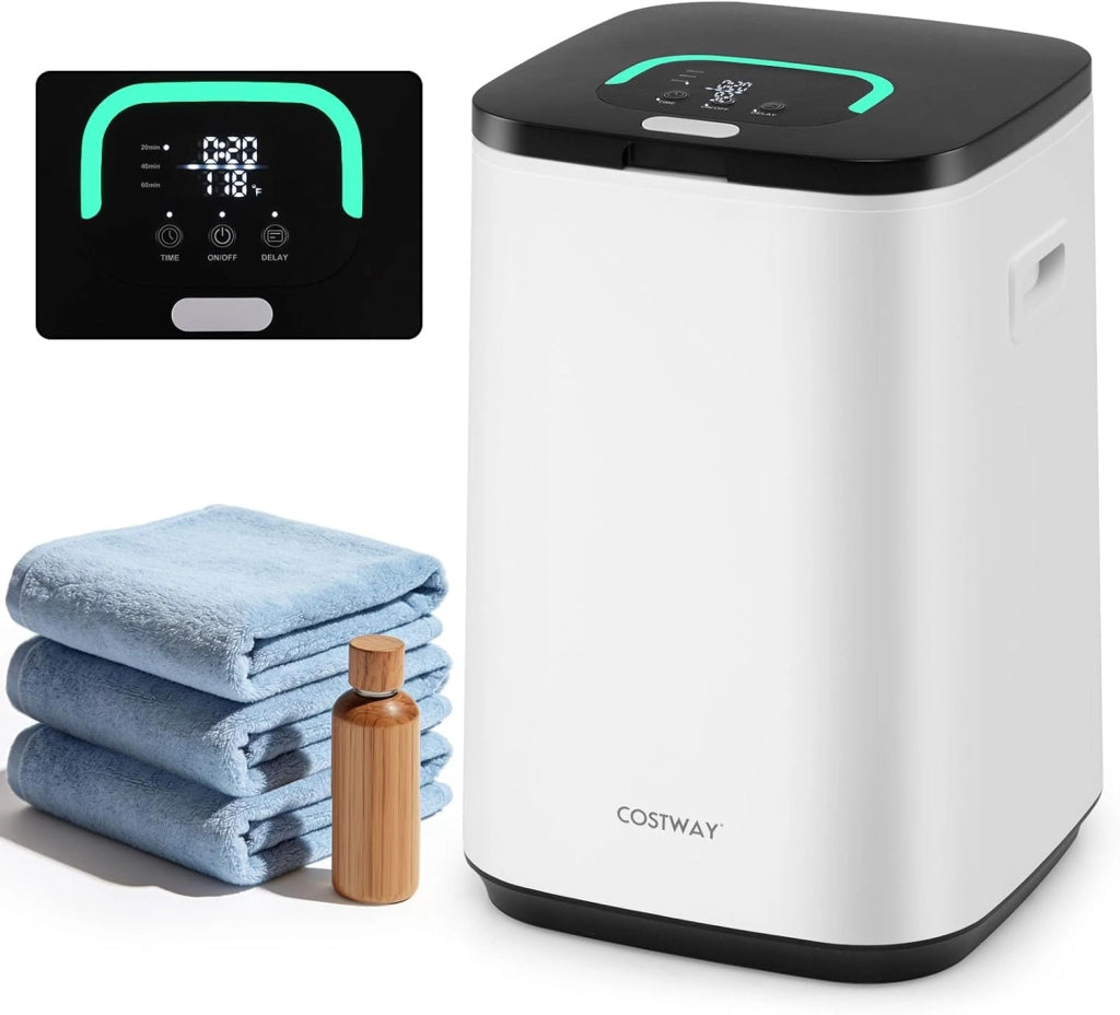COSTWAY Scaldasalviette a Secchio, Scalda Asciugamani Grande capacità 23L con Display di Temperatura, 3 Livelli di Timer, Timer Ritardato 24H, Adatto a 3 Asciugamani da Bagno