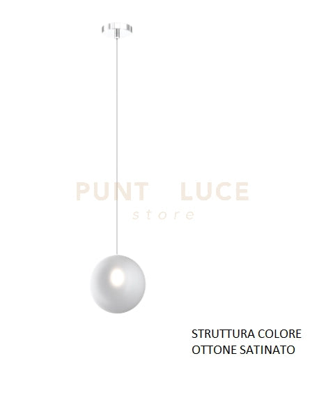 SOSPENSIONE OTTONE SAT. 1 LUCE VETRO BIANCO FOG 1184OS-S1-BF