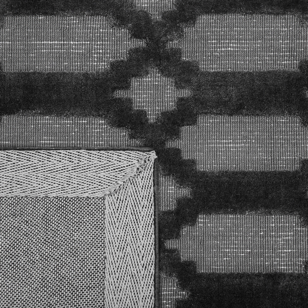 Tappeto Grigio Viscosa 140 x 200 cm Motivo Geometrico Tessuto a Mano Flatweave