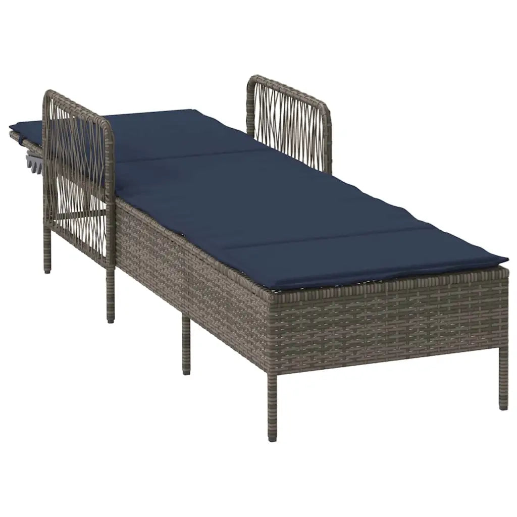 Lettino da sole Grigio e Blu Navy 200 x 55 x 92 cm polyrattan 365431