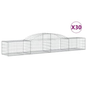 Cestini gabbioni recinzione a gabbia muro di contenimento ad arco 30 pezzi 300 x 50 x 40/60 cm ferro zincato argento 02_0040845