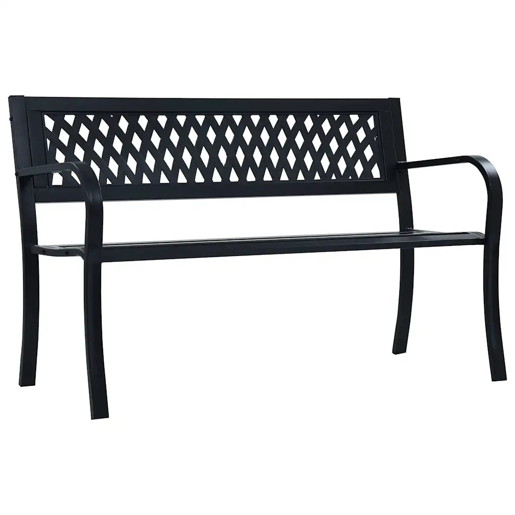 Panchina da Giardino 125 cm Nera in Acciaio 47943