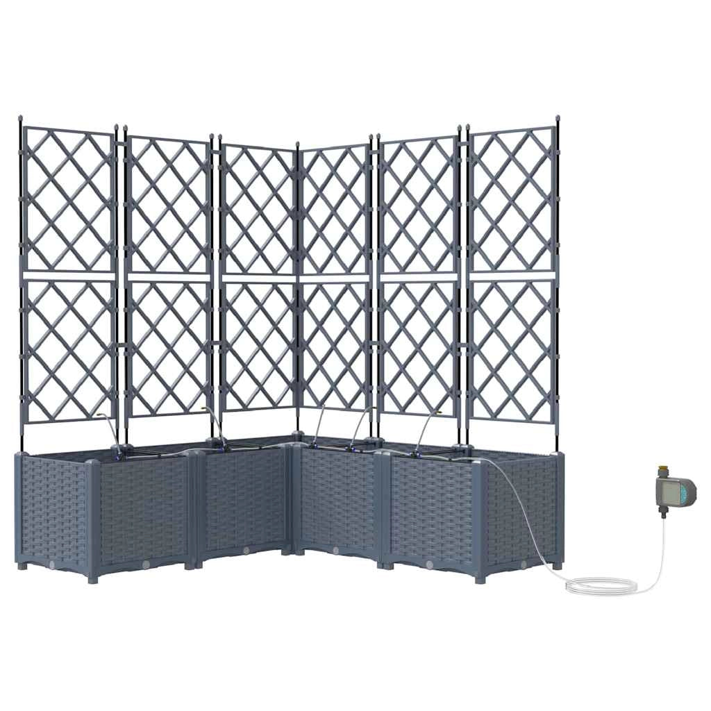 Set di 5 fioriere da giardino moderne con sistema di irrigazione 120 x 120 x 142 cm acciaio grigio chiaro 02_0058600