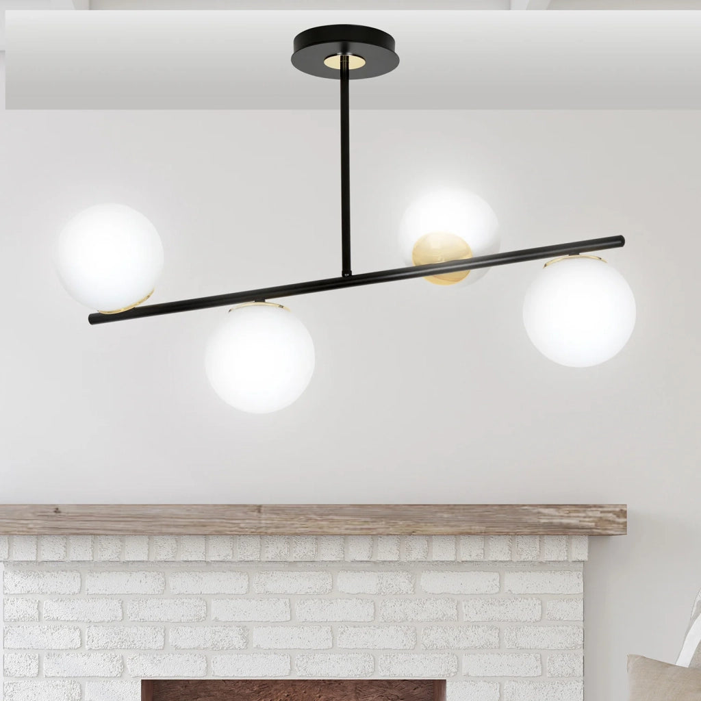 Plafoniera Contemporaneo Vishnu Acciaio Nero 6 Luci E14 Ip20