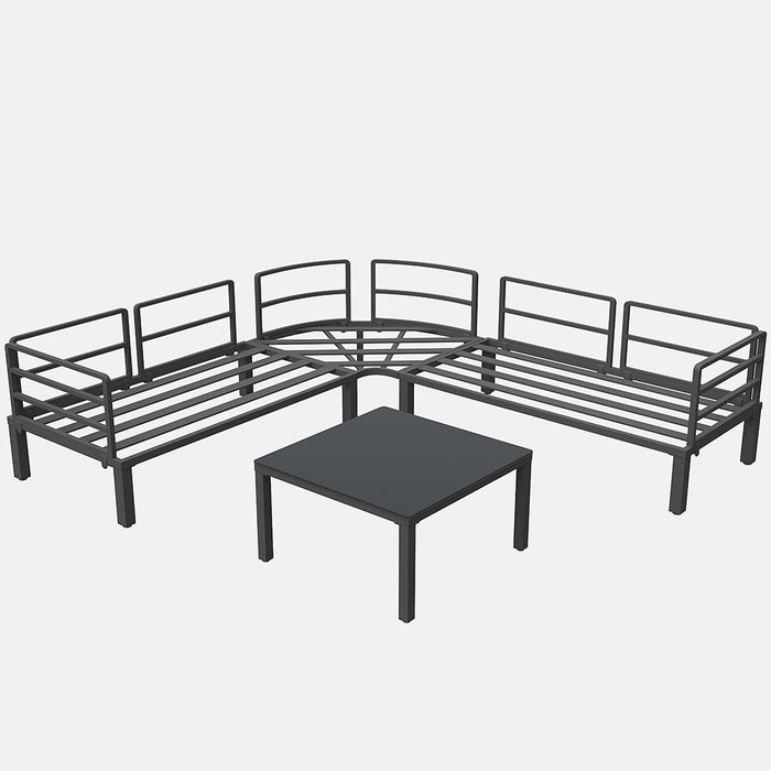 Set giardino - Xylo - 4/5 posti con tavolo vetro temperato grigio