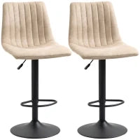Sgabelli da Bar Set 2 Pezzi ad Altezza Regolabile, in Acciaio e Poliestere, 47.5x57.5x95-116 cm, Marrone