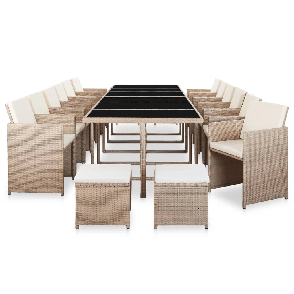 Set di mobili da giardino mobili da esterno con cuscini 17 pezzi resina intrecciata beige 02_0018287