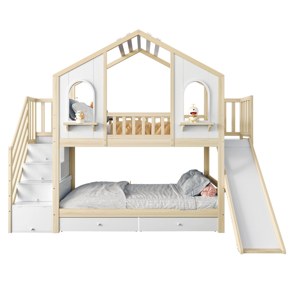 letto a castello legno naturale bianco 90 x 200 cm