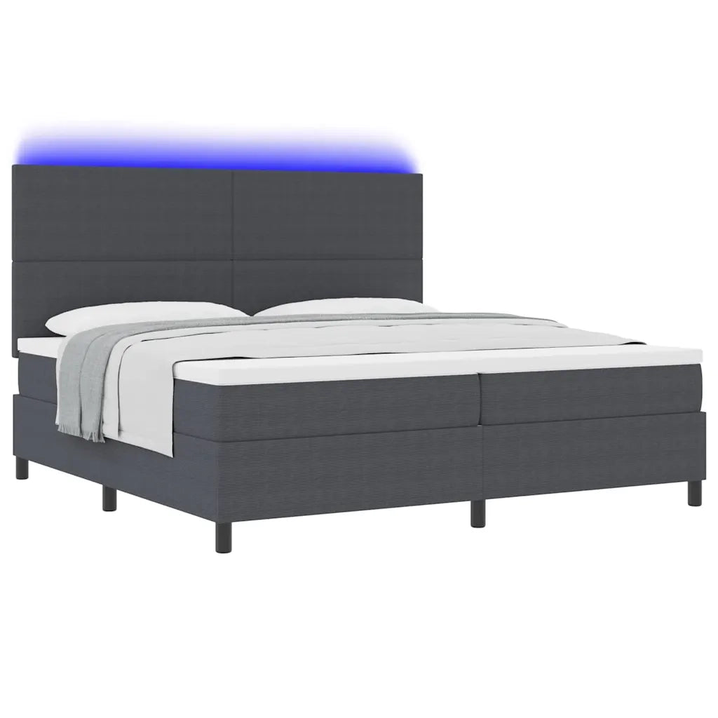 Letto a Sorgente LED Grigio Scuro e Bianco 200 x 200 cm 3337660
