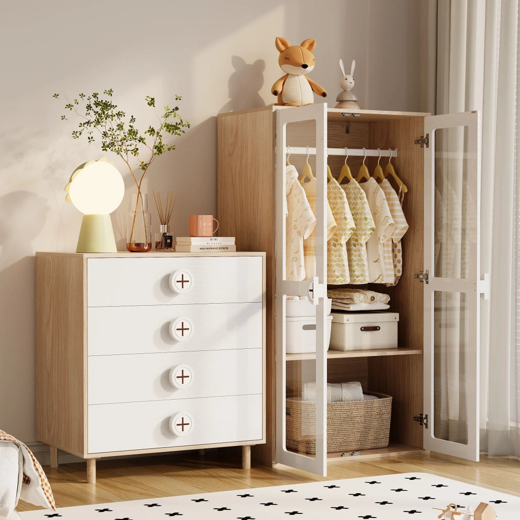 Set Armadio con Cassettiera ¨C Minimal ¨C Bianco, Legno