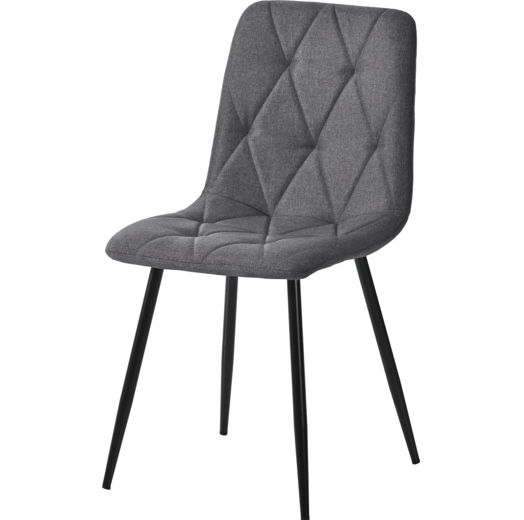 Set da pranzo 117x68x75 cm con 4 sedie in MDF; metallo e tessuto di lino grigio