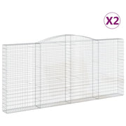 Set di 2 gabbioni ad arco per recinzione gabbia o muro di contenimento 400 x 30 x 180/200 cm ferro zincato argento 02_0041390