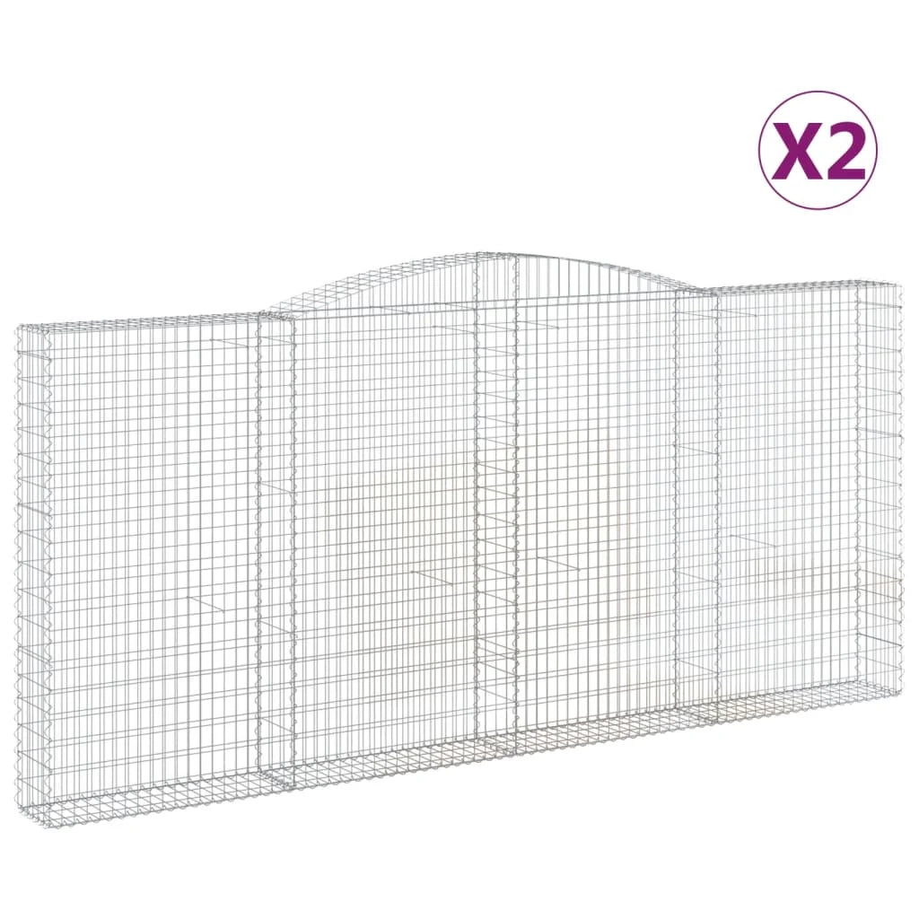 Set di 2 gabbioni ad arco per recinzione gabbia o muro di contenimento 400 x 30 x 180/200 cm ferro zincato argento 02_0041390