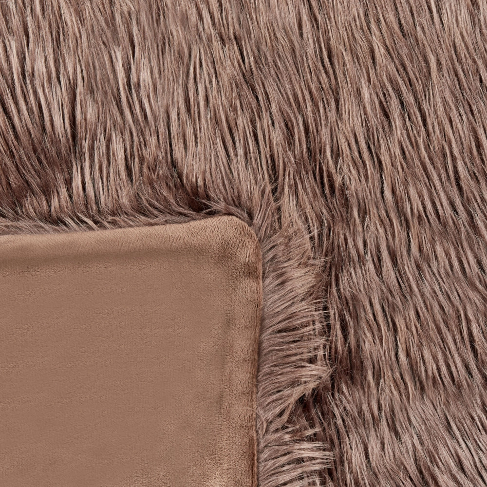 Copriletto Morbido in Pelliccia Sintetica 200 x 220 cm Marrone