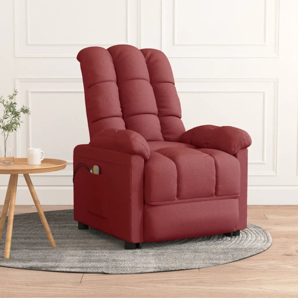 Poltrona Massaggiante Elettrica Rosso Vino in Tessuto 3073761