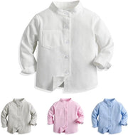 Camicia con colletto rialzato e chiusura a bottone per bambini maschi da 2 a 8 anni