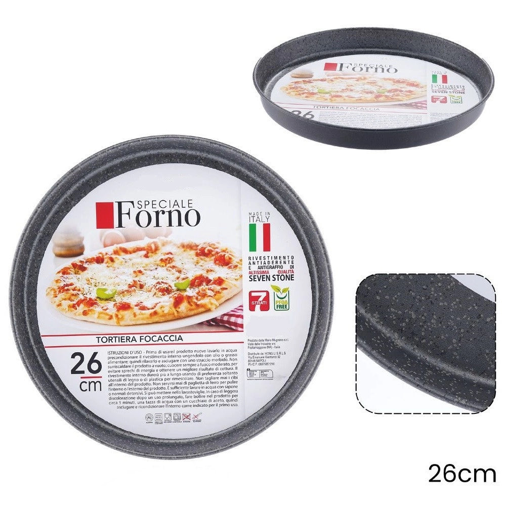 Trade Shop - Teglia Stampo Tortiera Focaccia Tonda Antiaderente Antigraffio Da Forno ø22-26-28-30-32cm -    -diametro 26cm   -