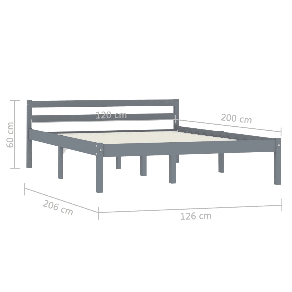 Giroletto senza Materasso Grigio 100x200 cm in Legno di Pino