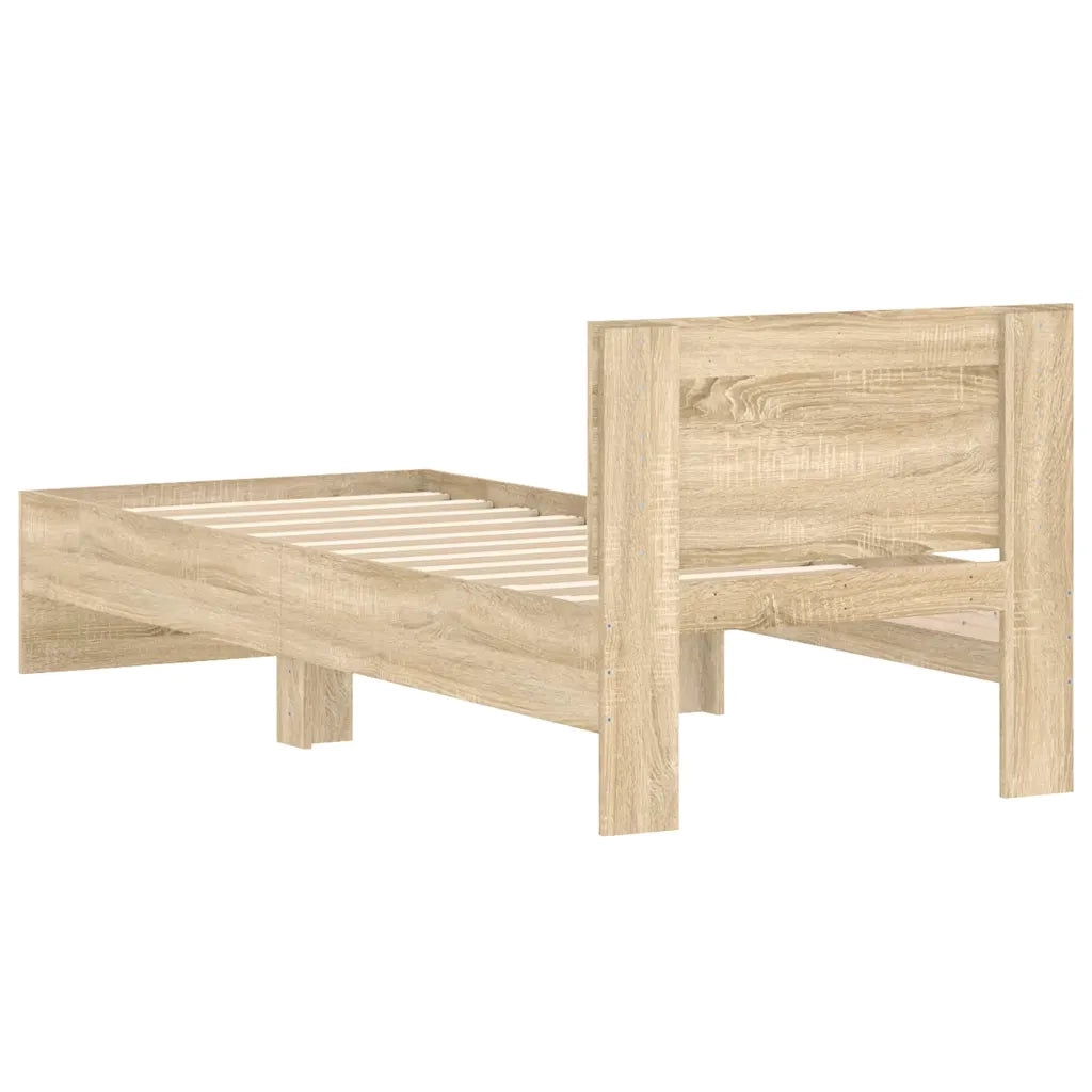 Letto singolo | Letto per adulti | Giroletto senza Materasso con Testiera Rovere Sonoma 90x200 cm