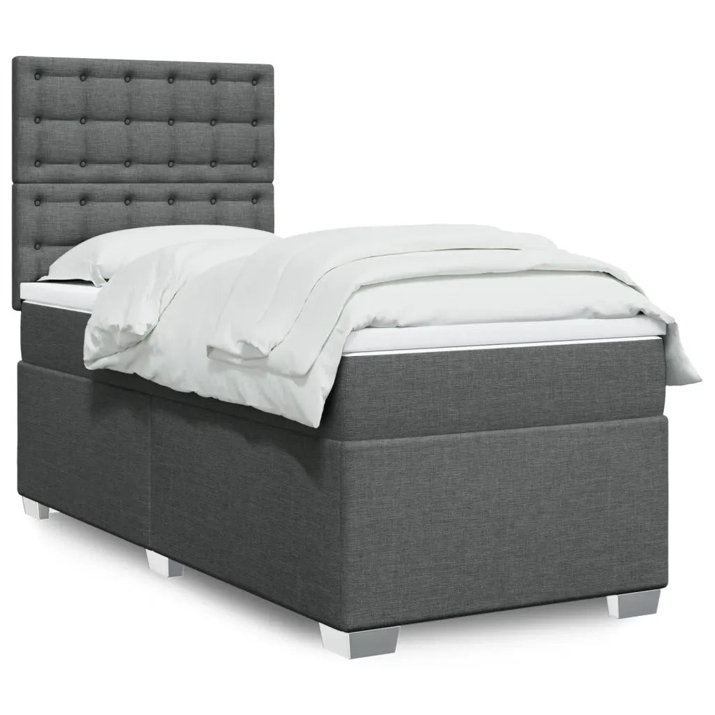 Giroletto a Molle con Materasso Grigio Scuro 90x190 cm Tessuto 3290358