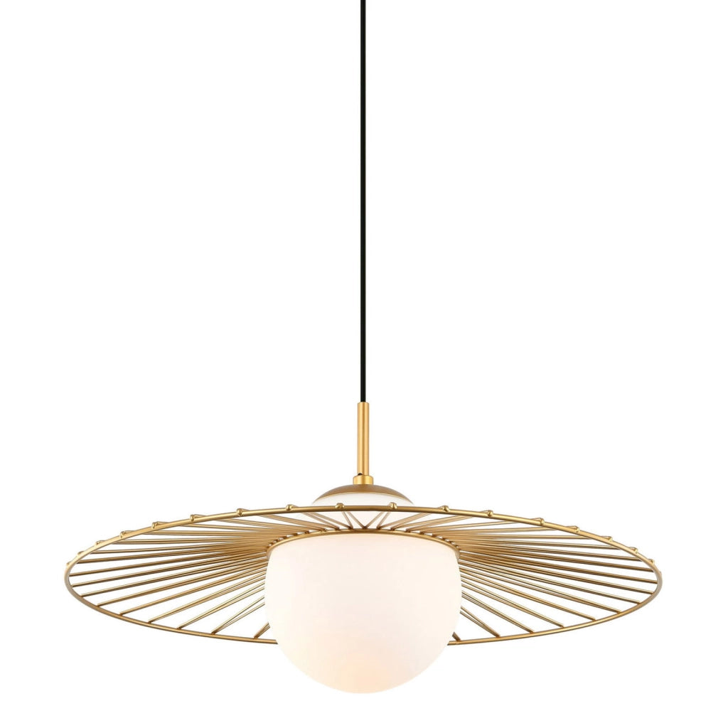 Lampada a sospensione Italux Sally oro vetro bianco Ø45