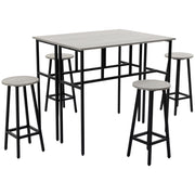 EasyComfort Set da Bar 6 Pezzi con 4 Sgabelli da Bar e 2 Tavoli Alti in Legno Truciolato e Acciaio per Cucina e Soggiorno, Grigio