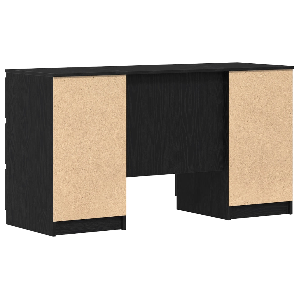 Scrivanie 2 pezzi in rovere nero 140x50x76 cm in legno ingegnerizzato