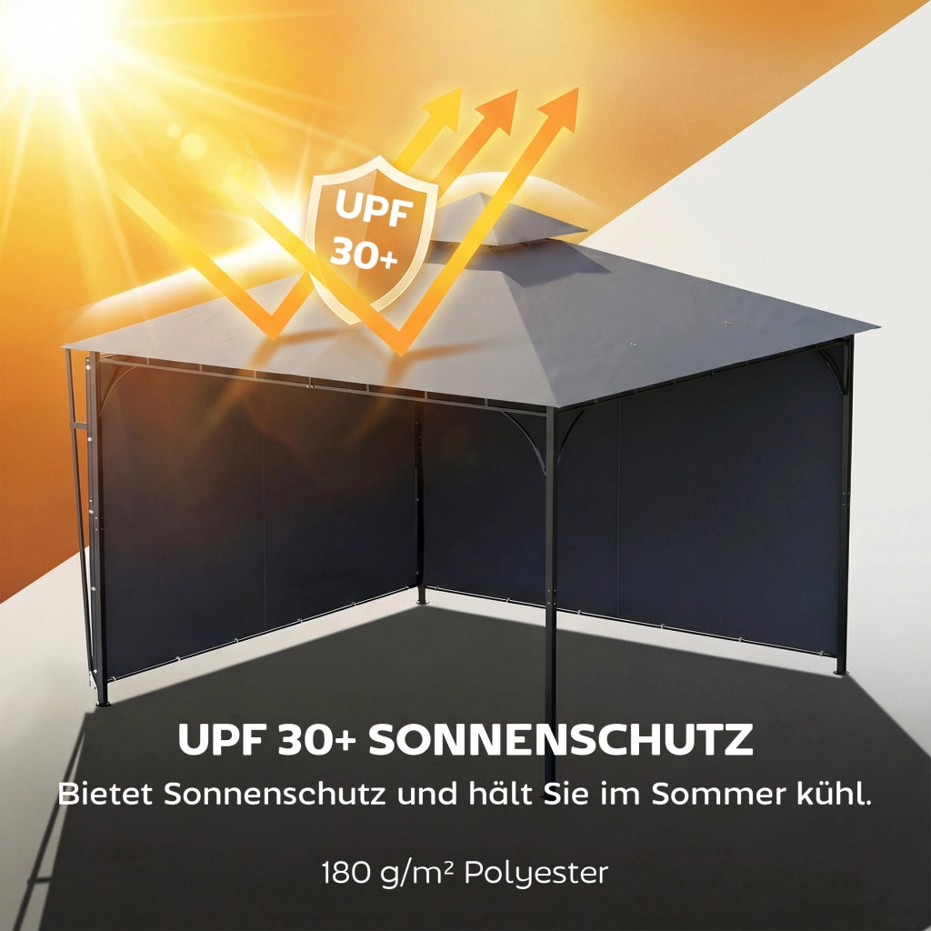 Gazebo Giardino 3,2x3,2 m ¨C zephmum ¨C Doppia Copertura Esterni Scuro