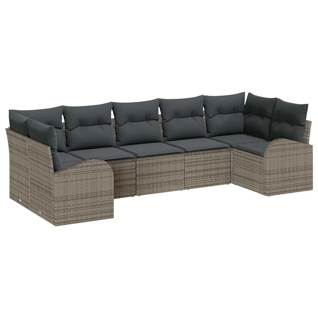 Set Divano da Giardino 7 pcs Grigio Rattan in Polipropilene