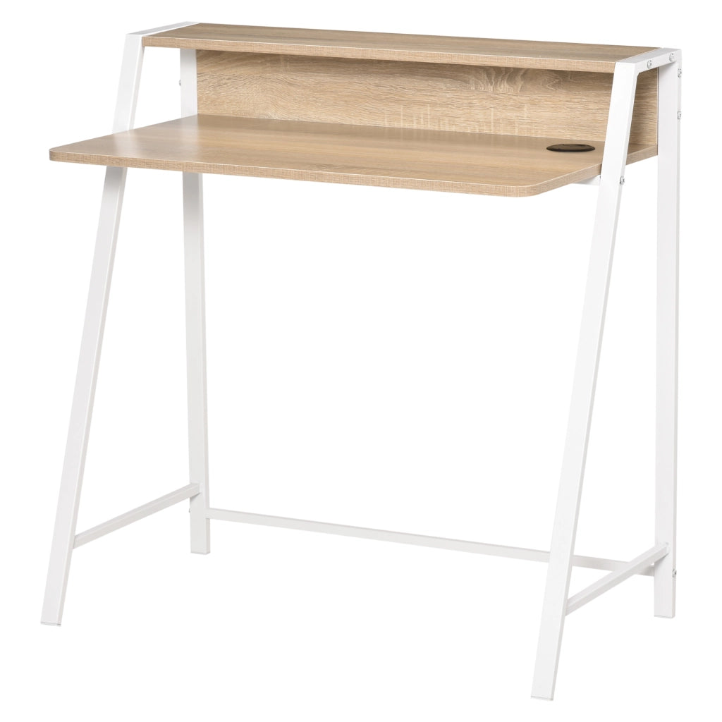 Scrivania Computer con Cassetti e Gestione Cavi ¨C Zephmum ¨C Bianco Rovere 84x45x85 cm