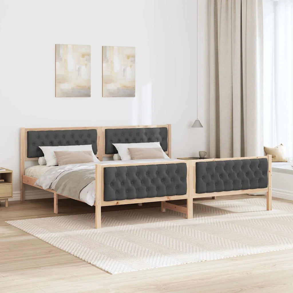 Struttura del letto Grigio scuro 200 x 200 cm Pino massello 3394269