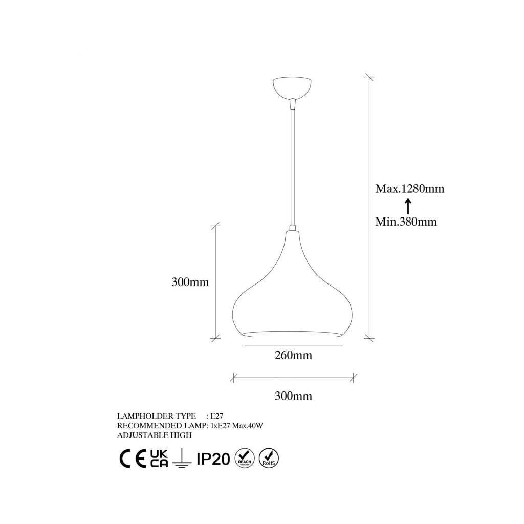 Ricco, Lampada a Sospensione 942flg1316, Marrone Rame