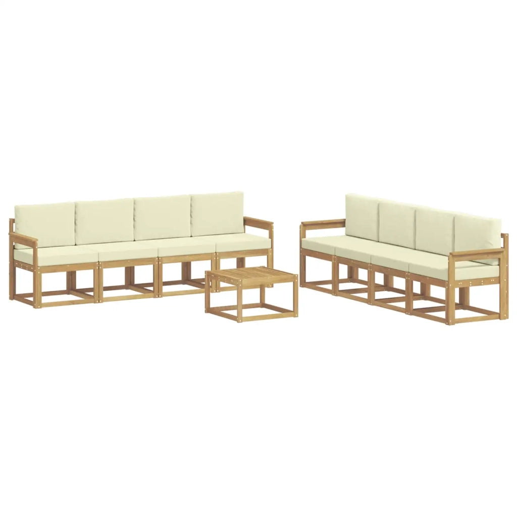 Set di divani da esterno 9 pz Bianco e Crema 3387409