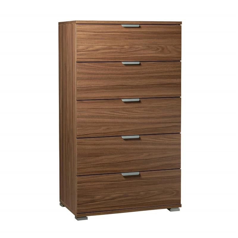 CASSETTIERA IN LEGNO TRUCIOLARE BILAMINATO CON 5 CASSETTI COLORE NOCE MARRONE 60 X 38 X H 103 CM