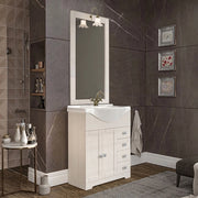 Mobile bagno a terra 75 cm bianco decape con lavabo e specchio Romantica