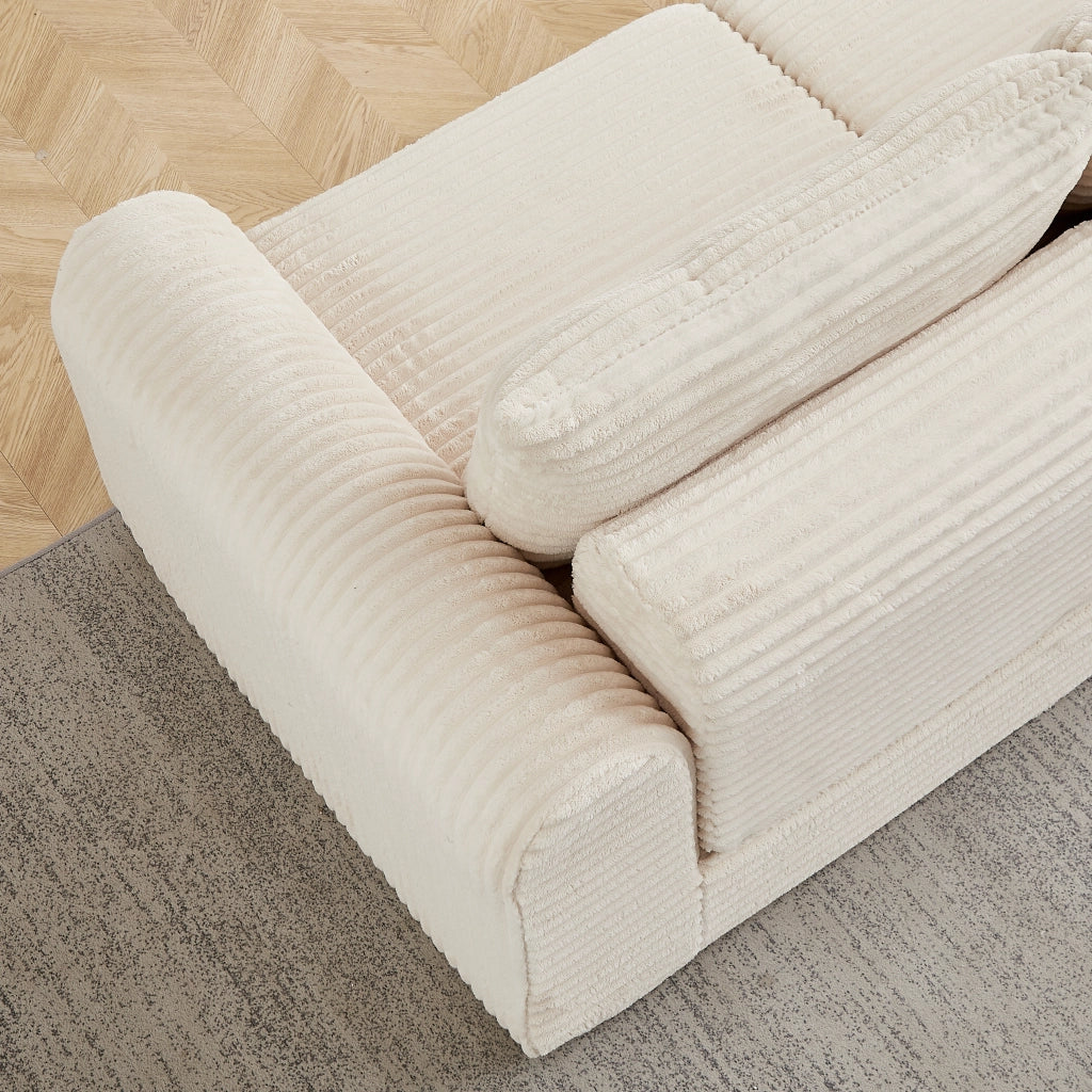 Divano Letto 2 in 1 con Pouf Estraibile e Cuscini ¨C Xylo ¨C Velluto a Coste, Modulare