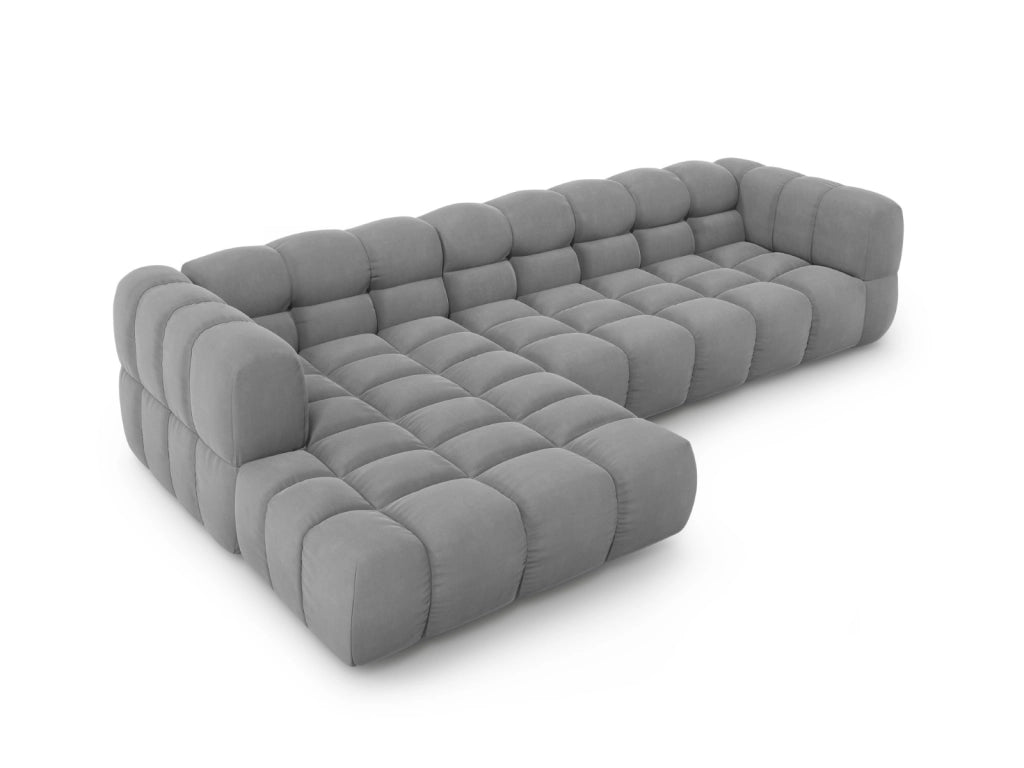 Cosmopolitan Design - Divano angolare modulare sinistro "Sky" 4 posti in velluto grigio chiaro 
