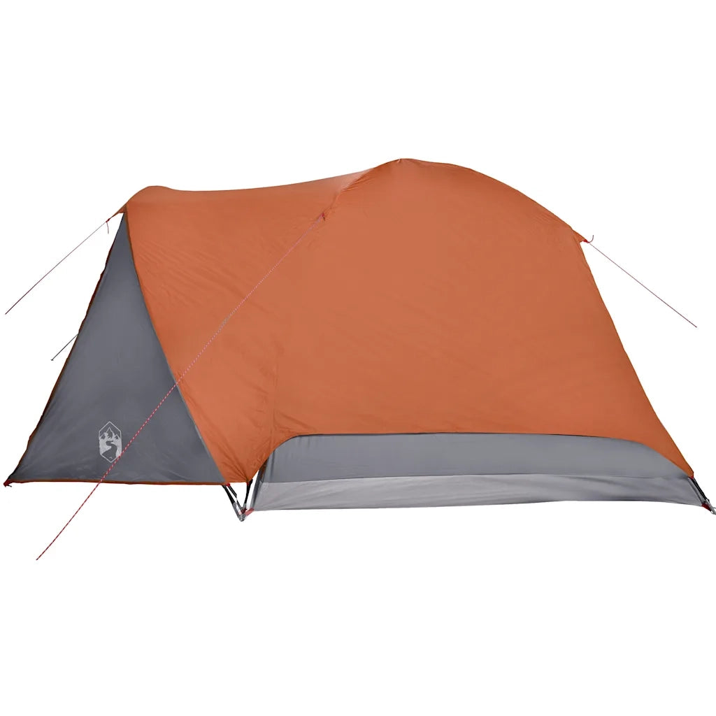 Tenda da Campeggio con Portico per 4 Persone Grigio e Arancione
