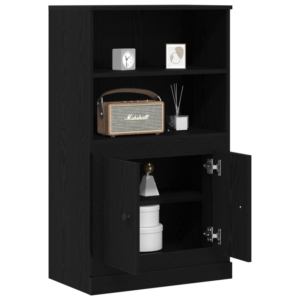 Mobile Alto Nero Rovere 60x35.5x103.5 cm Legno ingegnerizzato
