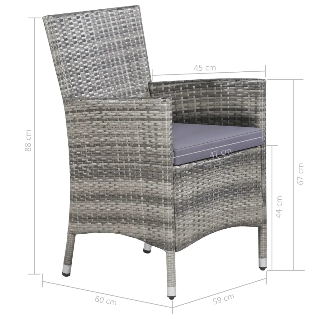 Set da Pranzo da Giardino 11 pz con Cuscini Polyrattan Grigio 43957