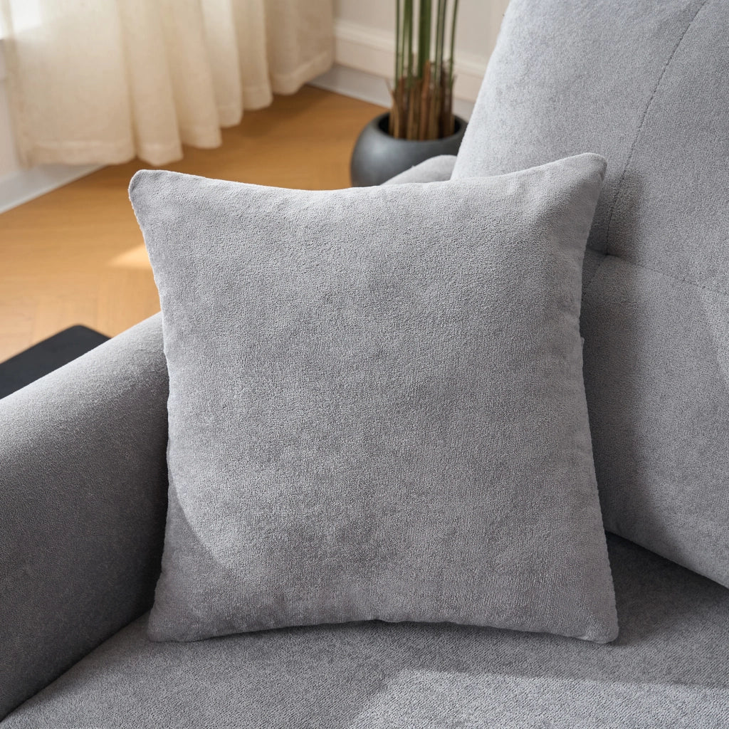 Divano angolare convertibile con contenitore funzione letto e chaise longue reversibile in chenille grigio