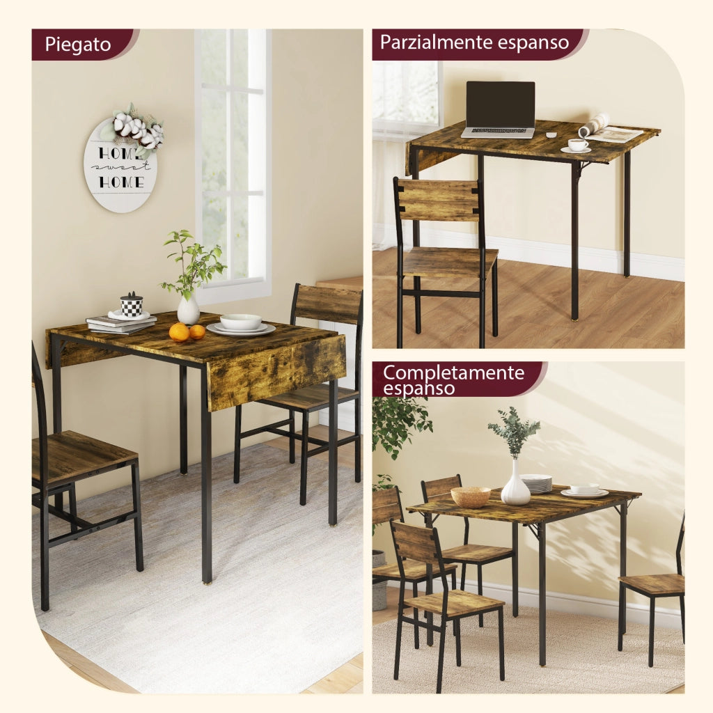 Tavolo da pranzo a ribalta ¨C zephmum ¨C legno e metallo, marrone, 120x79x79 cm