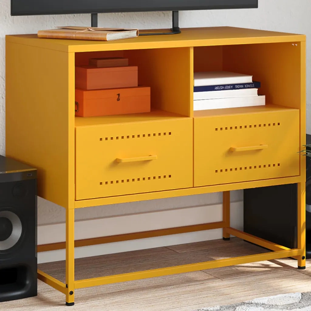 Mobile TV | Armadietto TV | Mobile Porta TV Giallo Senape 68x39x60,5 cm in Acciaio