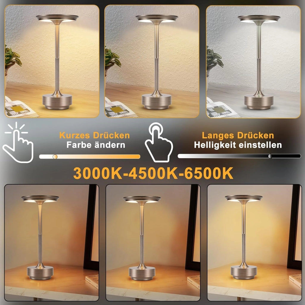 ZMH Lampada da tavolo wireless set 2 pezzi batteria touch dimmerabile USB ricaricabile per comodino camera letto