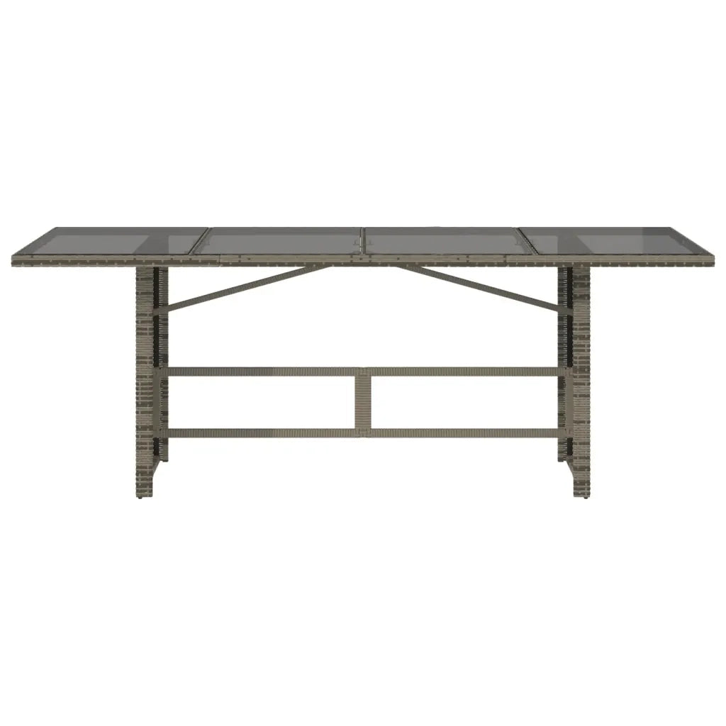 Tavolo da Giardino Piano in Vetro Grigio 190x80x74cm Polyrattan 365306