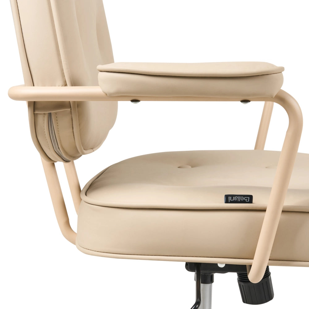 Sedia da ufficio in tessuto Struttura in metallo ecopelle Funzione girevole Altezza regolabile Mobili da ufficio Beige