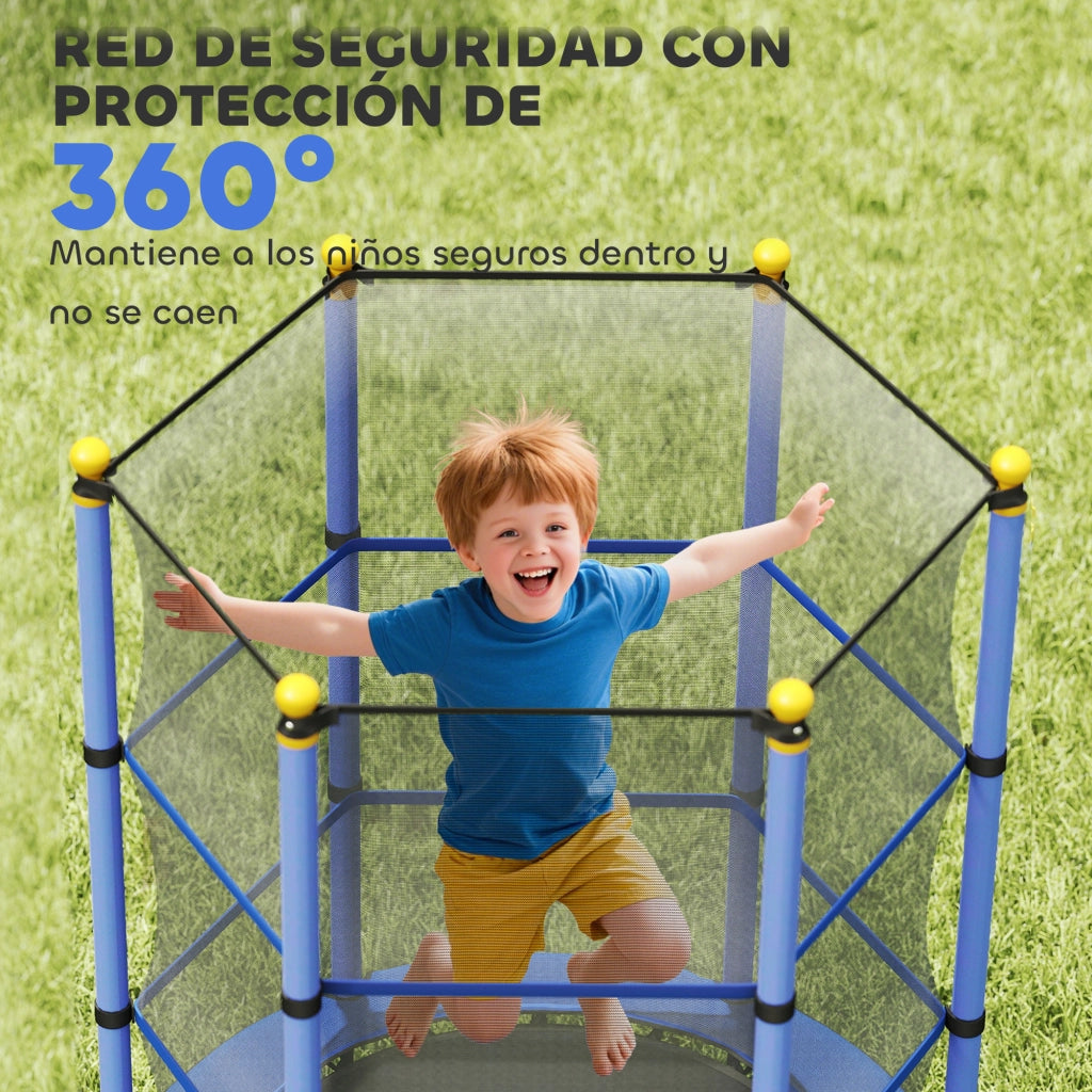 Trampolino Bambini ?140 cm ¨C zephmum ¨C Blu Nero con Rete di Sicurezza