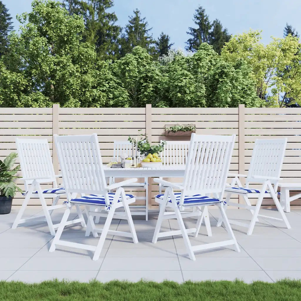 Cuscini per Sedia 6 pz Strisce Bianche e Blu 40x40x4 cm Tessuto 361013