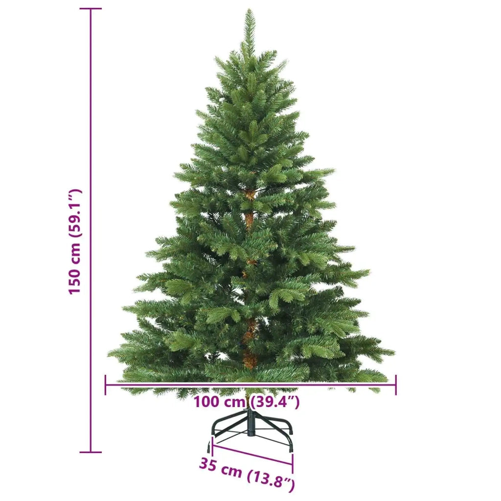 Albero di Natale Artificiale con Rami Pieghevoli Verde 150 cm