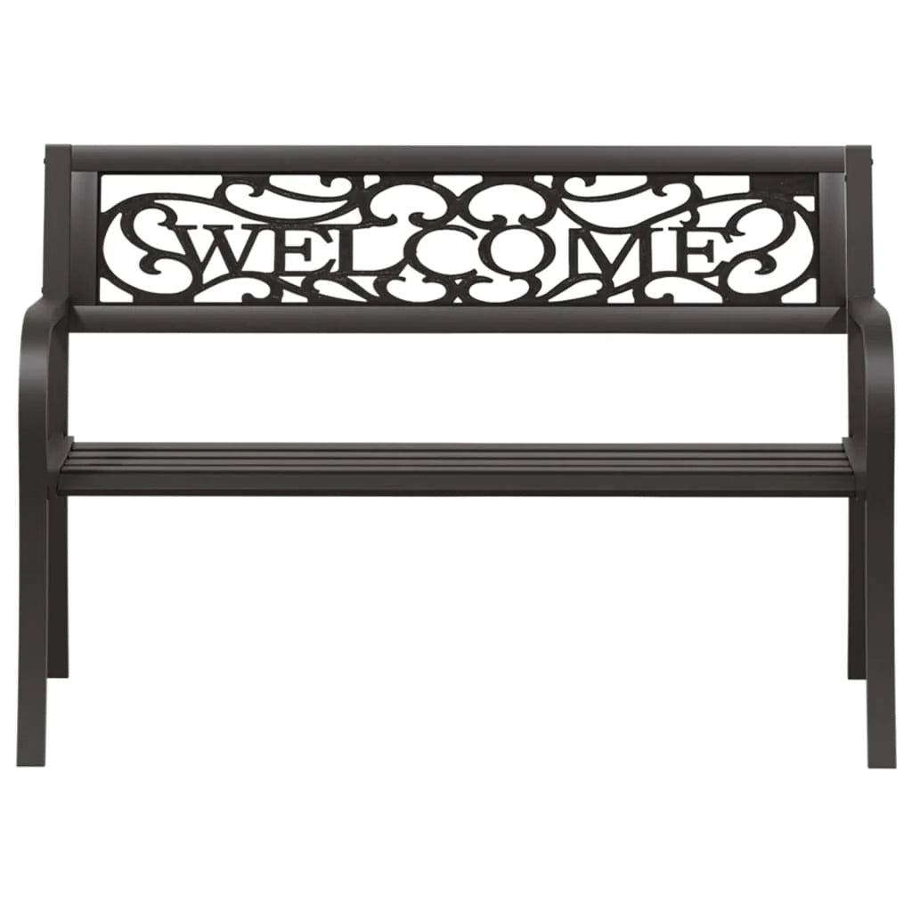Panca da giardino mobili da esterno per patio terrazza 125 x 53 x 77 cm acciaio nero 02_0011230